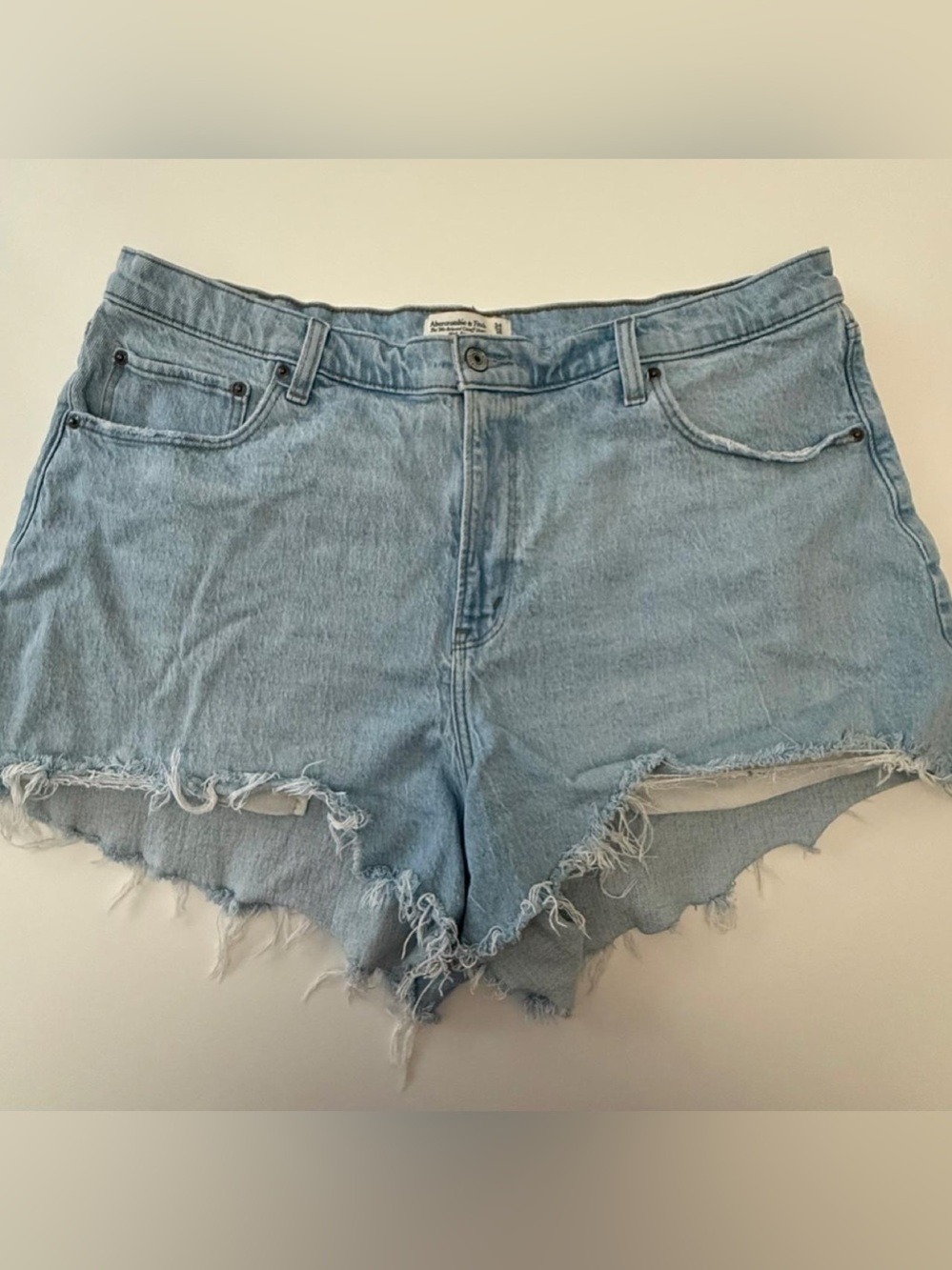Abercrombie & Fitch The '90s Relaxed Cutoff Short High Rise Blue Waist 18